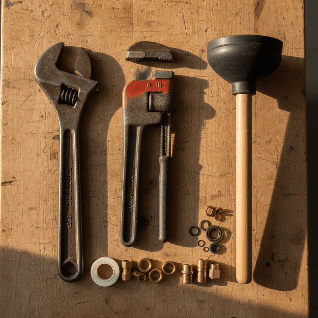 Organized plumbing tools and supplies