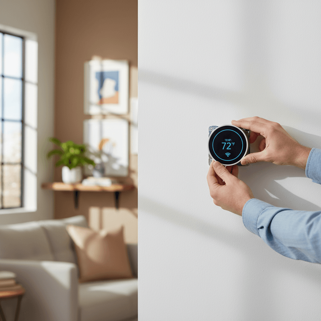 Installing a smart thermostat on wall