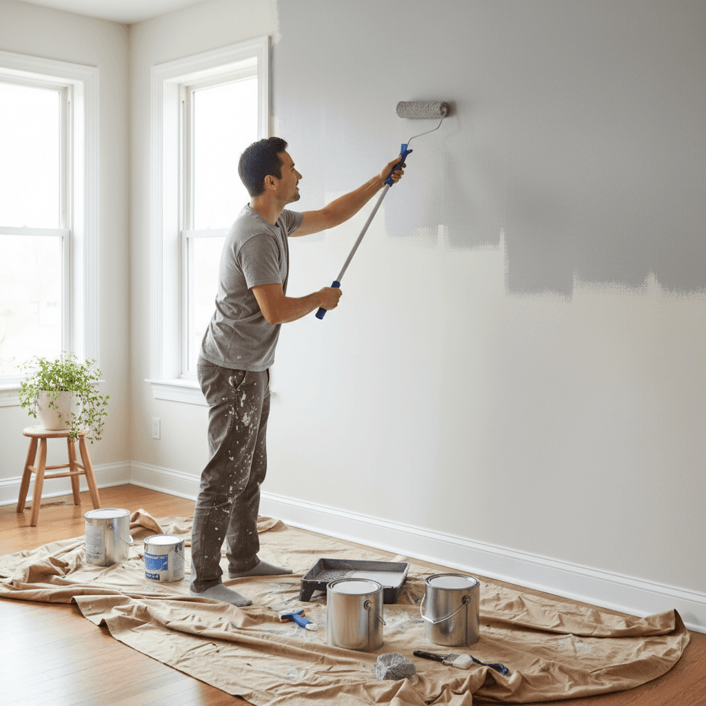 Interior painting project in progress