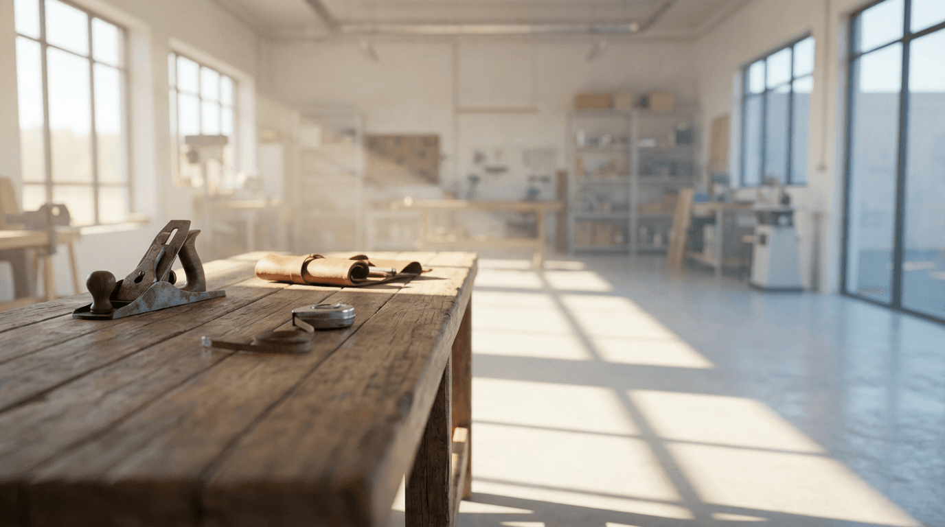 DIY enthusiast working in organized garage workshop