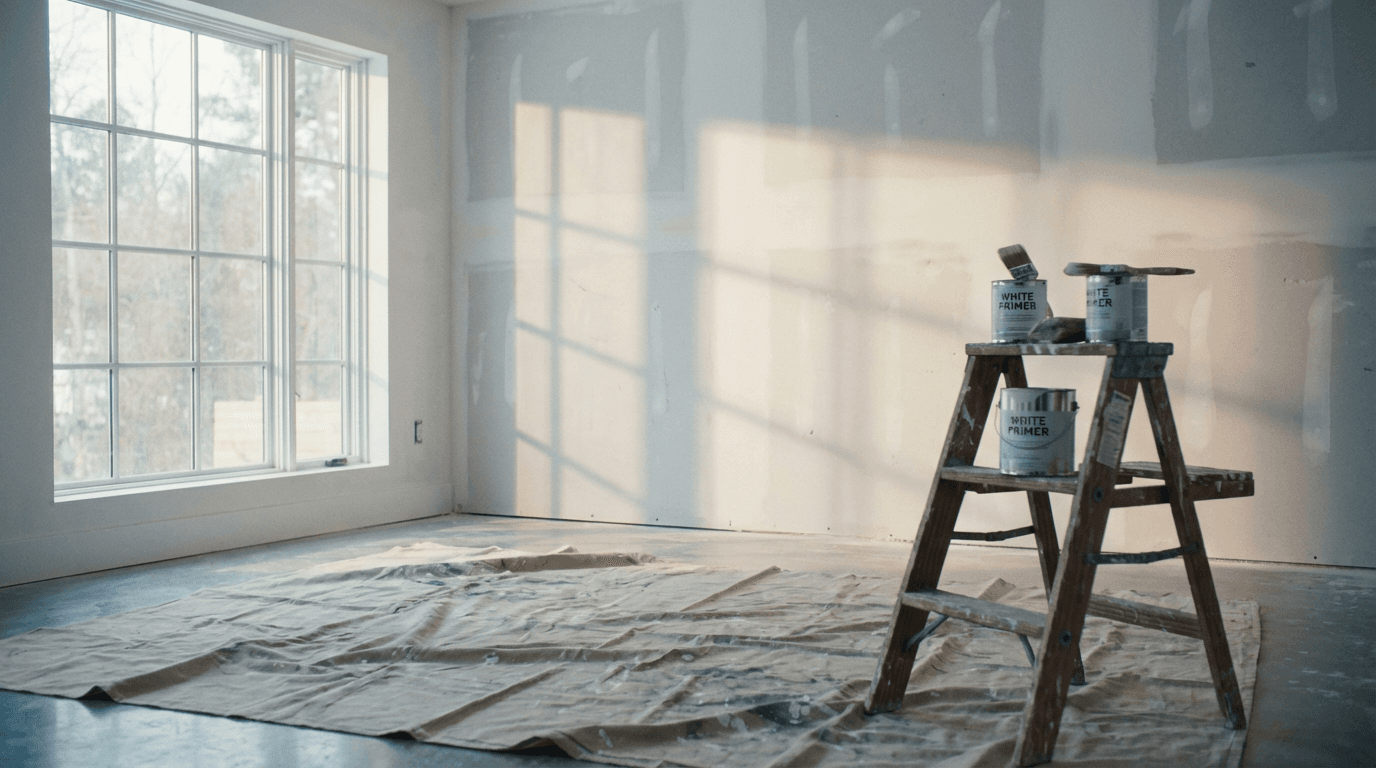 Wide view of home improvement projects and materials